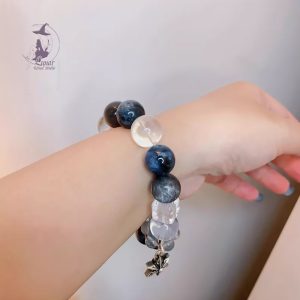 高級感惡魔之眼海藍寶+星輝骨幹+藍針+925純銀配飾原創設計款水晶手鏈手串