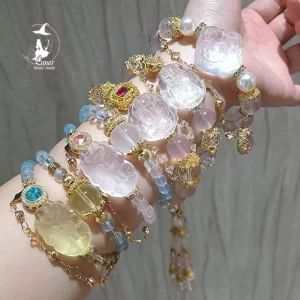 水晶九尾狐客製項鏈一對一