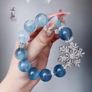 孤品高冰透魔鬼藍漸變海藍寶手串