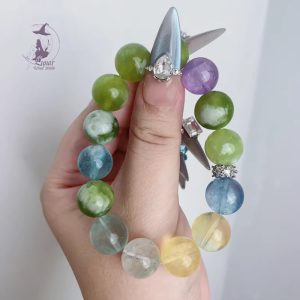 高品質孤品｜清冷感海藍寶 黃螢石 羽毛螢石 青提奶蓋 綠螢石 綠水晶 DIY設計款手串 12mm