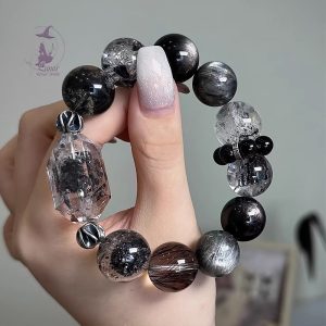 天然黑髮晶、黑幽靈、星輝骨幹、閃靈、銀曜石等組合