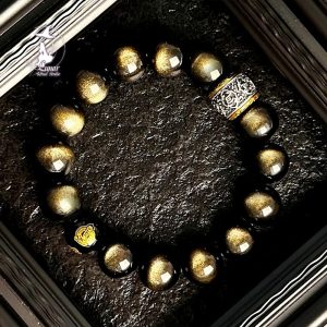 【金耀聚寶】天然五行水晶金曜石黑瑪瑙男士手串送生日禮物手鍊