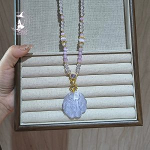 淺紫水晶狐狸🦊吊牌項鏈（可客製化）