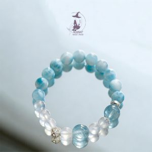 天然水晶拉利瑪海紋石米尼亞設計手串手鏈