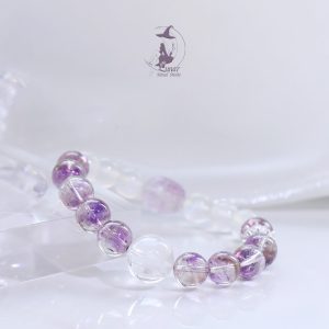 九紫離火水晶莫奈花園浪漫紫超七貔貅白月光石設計款手鏈