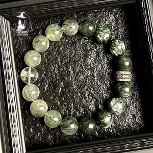 【喜木補木】天然五行水晶綠幽靈手串綠髮晶綠龍晶招財手鍊送禮物
