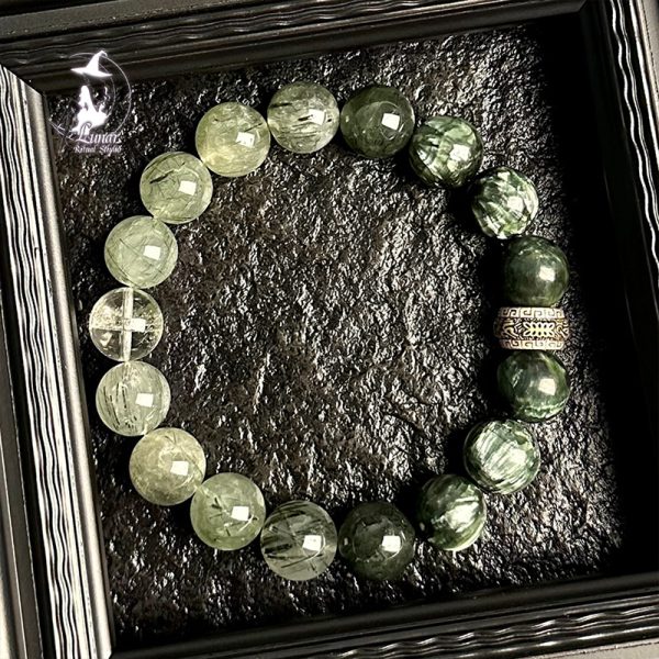 【喜木補木】天然五行水晶綠幽靈手串綠髮晶綠龍晶招財手鍊送禮物