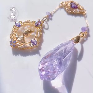 靈擺項鏈吊墜天然紫水晶白水晶短鏈新手水滴切面禮物女學生送教程