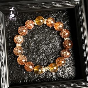 【財富之鑰】天然水晶黑金超七黃水晶手串女招財