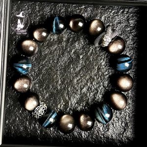 【修練】天然五行水晶藍虎眼銀曜石手串男士招財手鍊送生日禮物