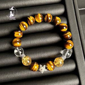 【徐明星同款】天然黃水晶白水晶虎眼石手串招財情侶手鍊送禮物