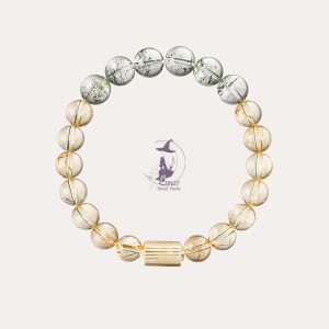 「林間焰火 」綠幽靈金髮晶手串天然能量水晶禮物手飾