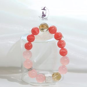 愛情桃花天然紅紋石馬粉金髮晶金鈦晶水晶手串