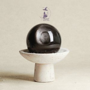 天然黑曜石水晶球擺件高級感創意家居臥室桌麵洞石玄關裝飾