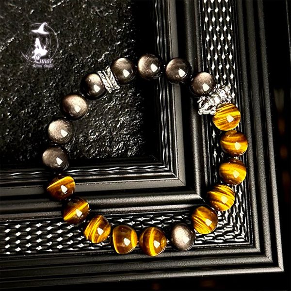 【多金總裁】天然黃虎眼石銀曜石手串男生轉運手鍊送男友生日禮物