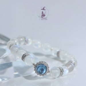 收藏級天然魔鬼藍海藍寶月光石手串手鏈高級