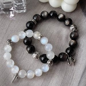 暗夜極光藍月光銀曜石情侶手鍊手串男友生日紀念日禮物