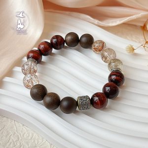 赤虎喜木火紅虎眼沉香黑金超男士能量水晶手串紀念日禮物