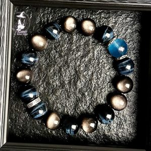 【海寶石】天然水晶海藍寶藍虎眼手串喜水銀曜石手鍊情侶生日禮物