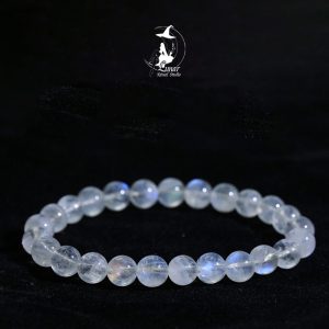 收藏級天然印度近玻璃體強藍光彩光白月光石手鏈女手串