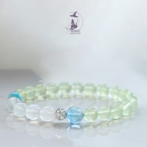 天然冰透綠葡萄石月光石海藍寶祖母綠清新手串手鏈女