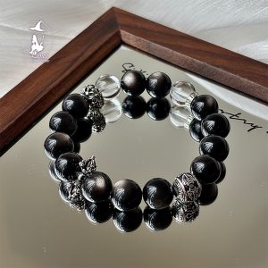 孤勇者金剛杵銀曜石白水晶男士能量水晶手串男生紀念日禮物