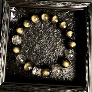 【黑金霸主】天然五行水晶黑髮晶金曜石手串男招財手鍊生日送禮物