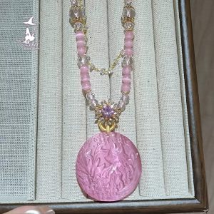 粉晶九尾狐狸🦊吊牌項鏈（可客製化）