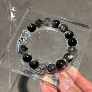 善上簽黑武士黑閃靈銀曜石男士水晶手串男生紀念日禮物送男友