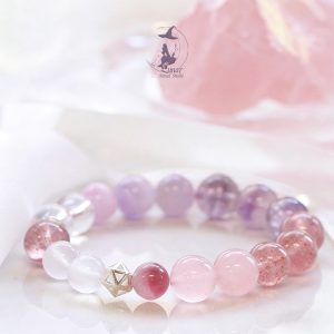 粉晶碧璽紫超七草莓晶 天然水晶手鏈手串閨蜜女朋友禮物