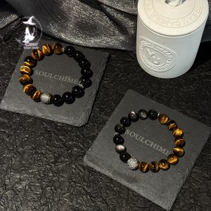 下虎曜星雲互贈好運虎眼石銀曜石情侶手鍊手串情侶紀念日禮物