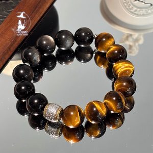 虎曜星雲黃虎眼銀曜石男生水晶手串男生紀念日禮物送男友