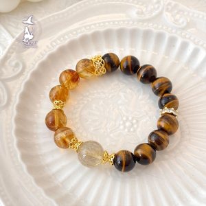 琥珀凝光吸金招米米顯貴氣黃水晶手串女生紀念日禮物送閨蜜