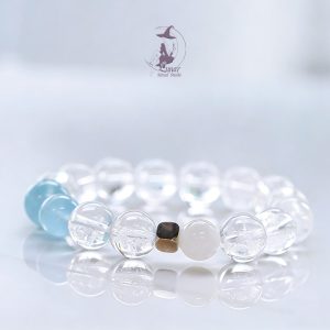 天然阿塞斯白水晶手鏈海藍寶兔毛手串覺醒之石 高端禮品