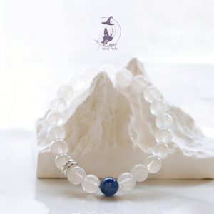 天然水晶手鏈 藍晶石灰天使白兔毛設計款情侶閨蜜禮物