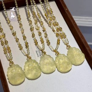 黃水晶九尾狐狸🦊吊牌項鏈（可客製化）