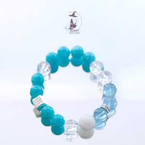 天然水晶手鏈莫三比克收藏級天河石巴西老礦海藍寶禮物