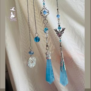 天然海藍寶靈擺 原石項鏈手作水晶吊墜原創設計|送入門教程