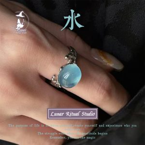 【水·戒指合集】五行水晶孤品925銀天然海藍寶閨蜜禮物