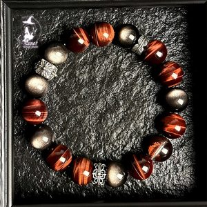 【鴻運】天然五行水晶紅幽靈虎眼石手串男招財旺運銀曜石手鍊送禮