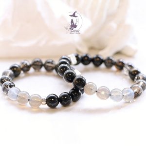 【黑金守護】黑曜石銀曜石黑髮晶手鏈手串禮物