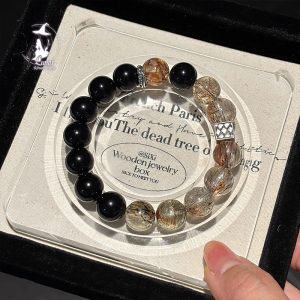 墨金祕境黑金超七黑曜石男手串手鍊送男友老公紀念日禮物