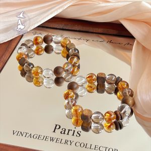 秋意濃喜土金情侶手串手串手鍊奇楠沉香黃塔晶紀念日生日禮物