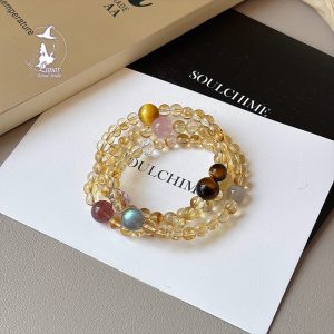 人間富貴花喜土金黃塔晶多圈女生水晶手串