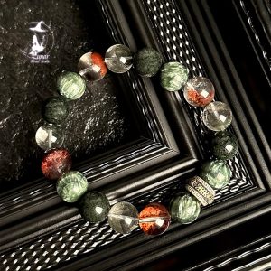 【鴻運當投】天然五行水晶綠幽靈紅幽靈手串招財聚寶手鍊送禮物