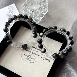 雙生契約銀曜石白阿塞情侶水晶手串手鍊情侶紀念日禮物