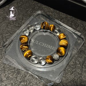 土星紀喜土金白水晶虎眼石男士能量水晶手串男生紀念日禮物