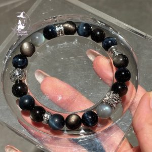 霧障之城銀曜石灰月光漸層珠串藍虎眼男生紀念日禮物手串