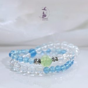 【起風了的夏天】藍天白雲海藍寶白水晶手串