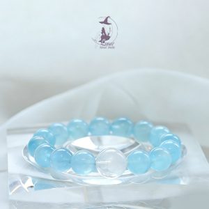 【人魚眼淚】貓眼天藍色海藍寶白幽靈設計款